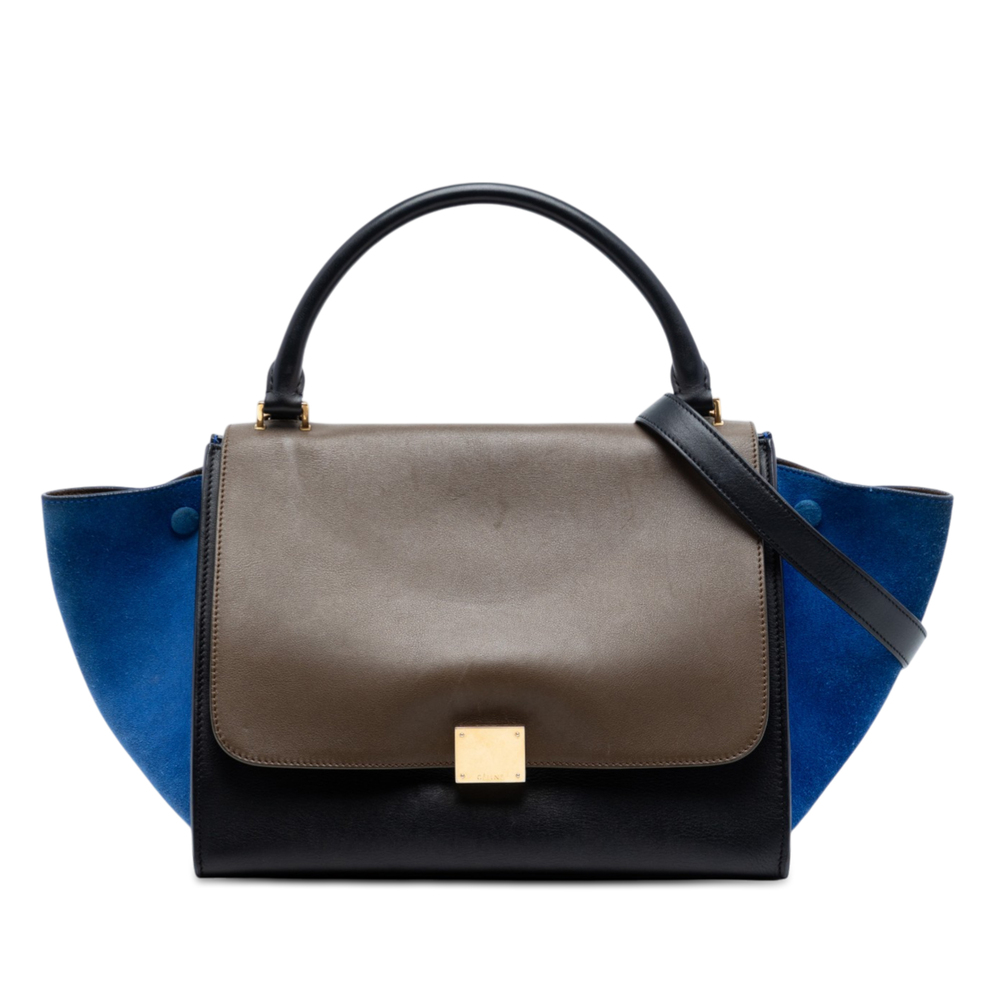 Pre-Loved Celine Medium Tricolor Calfskin and Suede Trapeze Satchel - Picture 1 of 7